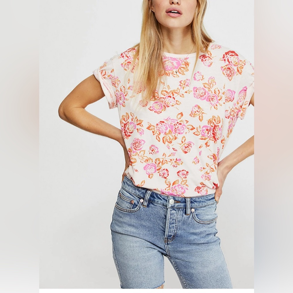 Free People floral “ tourist” tee